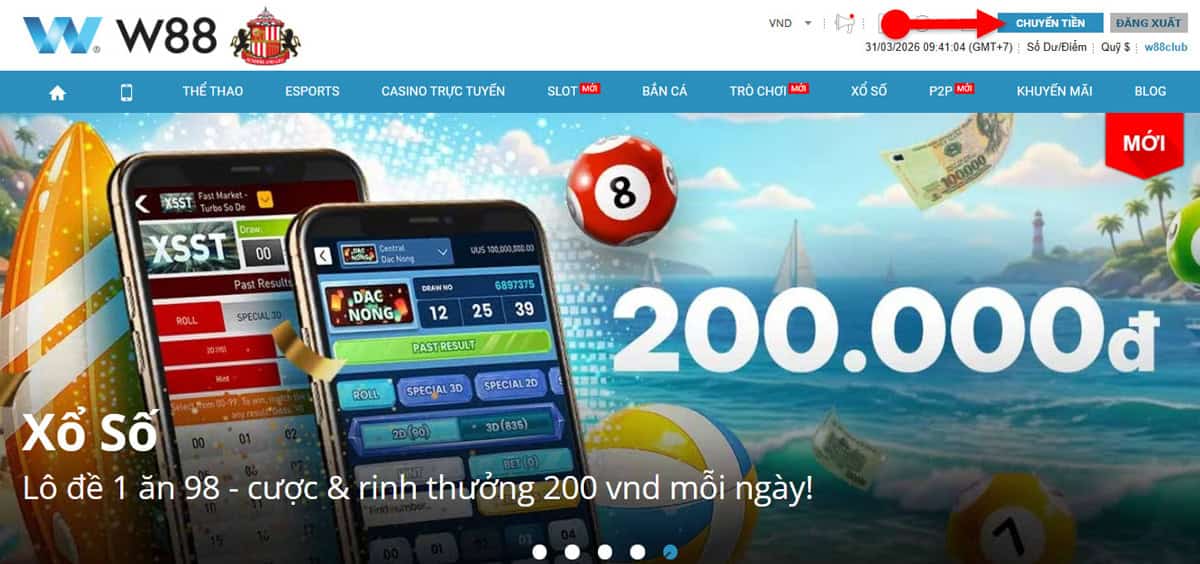 Bước 1: Đăng nhập tài khoản W88