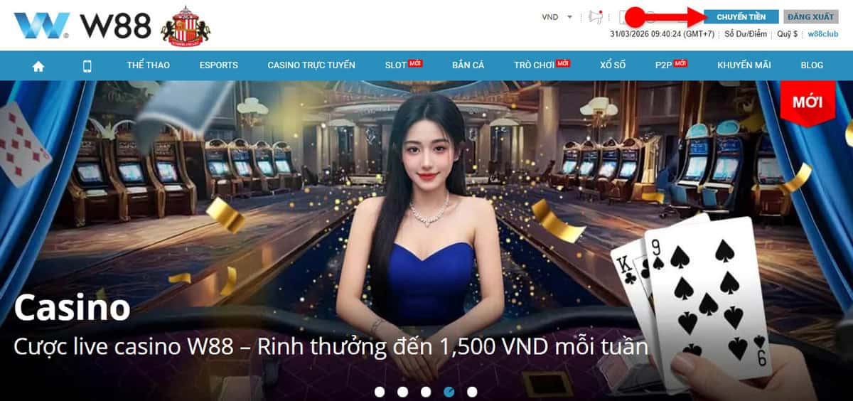 Bước 1: Đăng nhập vào tài khoản W88