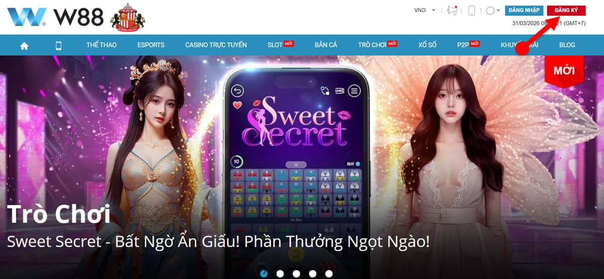 Bước 1: Truy cập vào trang chủ W88