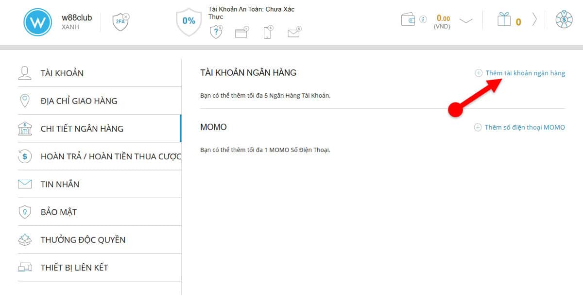 Thêm tài khoản ngân hàng